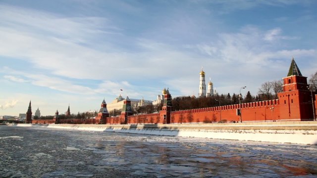 Riverside and walls of Moscow Kremlin and Ivan Great Bell Tower