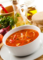 Tomato soup with ingredients