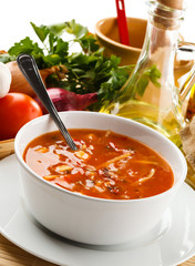 Tomato soup with ingredients