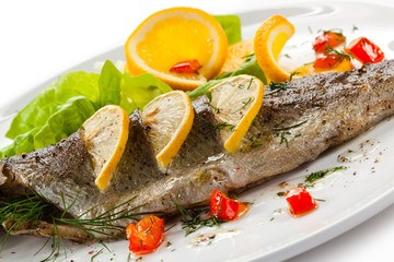 Fish dish - roast trout and vegetables