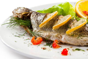 Fish dish - roast trout and vegetables