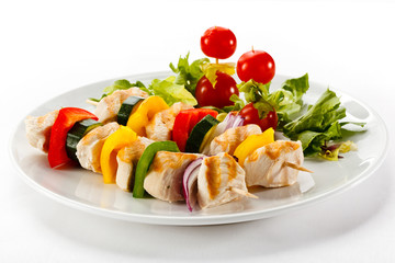 Grilled meat and vegetables
