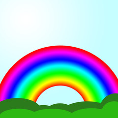 Obraz na płótnie Canvas Rainbow over meadow with space for text