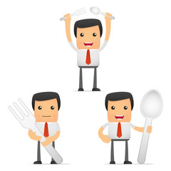 set of funny cartoon manager