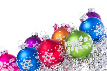 christmas balls with snowflake symbols