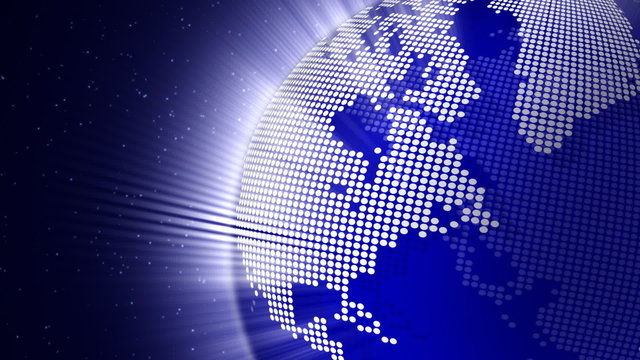 Rotating blue globe seamless loop