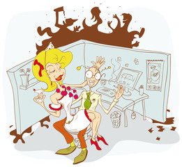 Сouple of employees at corporate parties