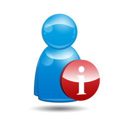 Icono 3D usuario con simbolo informacion