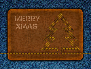 Denim xmas background. Realistic vector denim background.