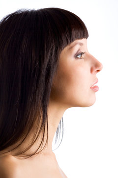 Portrait of a young girl in profile