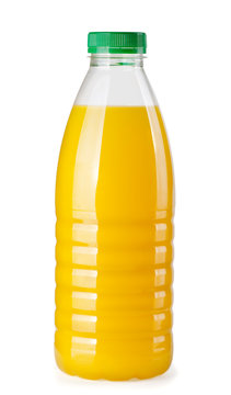 Plastic bottle of orange juice