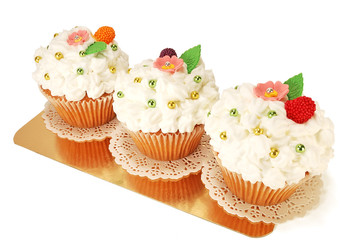three delicious cake with cream