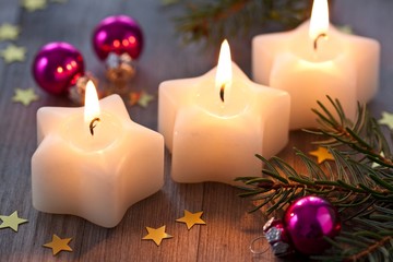 Three christmas candles