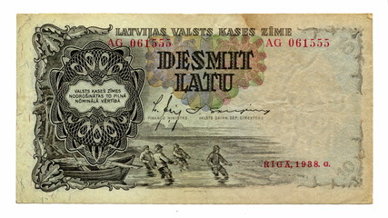 Vintage money - ten lats of Latvia