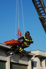 Fototapeta premium Firefighters training in their fire station in Italy