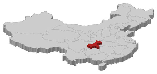 Obraz premium Map of China, Chongqing highlighted
