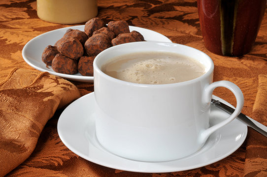 Mocha latte and truffles
