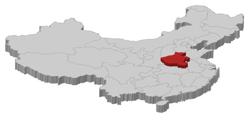 Naklejka premium Map of China, Henan highlighted