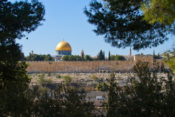 Dome of the Rock, view to Jerusalem from Mount of Olives