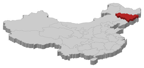 Naklejka premium Map of China, Jilin highlighted