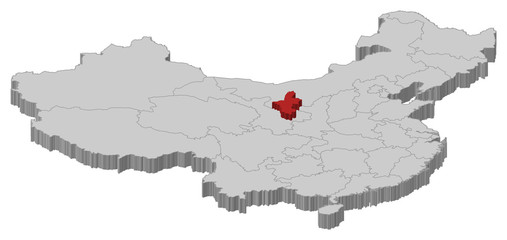 Naklejka premium Map of China, Ningxia highlighted