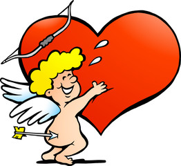 Hand-drawn Vector illustration of an Happy Amor Angel Boy