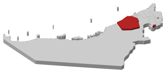 Fototapeta premium Map of the United Arab Emirates, Dubai highlighted