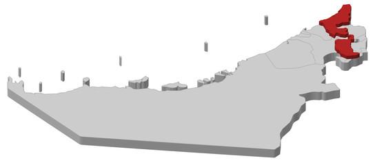 Map of the United Arab Emirates, Ras al-Khaimah highlighted