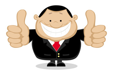 Businessman showing thumbs up. Separate layers