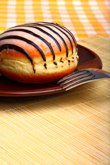 Delicious dessert made of glazed donut