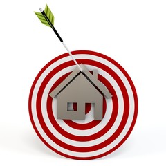 3d red target with house and arrow