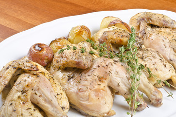 Roasted Cornish Game Hens with Potatoes