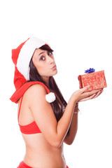 Sexy Woman with Santa Hat and Red Bra