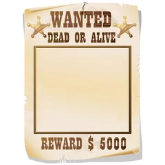 Peel and stick wall murals Draw Wanted Dead or Alive Poster-Ricercato Vivo o Morto-2-Vector