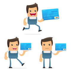 set of funny cartoon mechanic