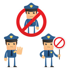 set of funny cartoon policeman