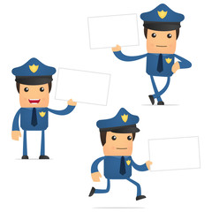 set of funny cartoon policeman