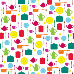 Bright seamless wallpaper with dishes