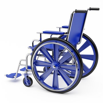 Blue wheelchair on a light background