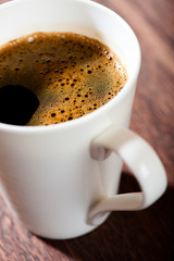 Mug of delicious coffee with froth