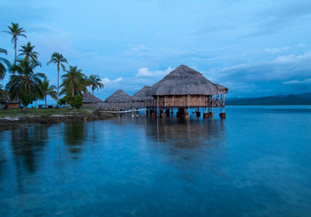 Lodges on the water in the San Blas Islands in Panama