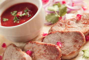 Roasted pork on scone