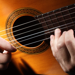 String acoustic guitar with hands.