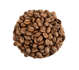 coffee seeds in circle isolated on white background