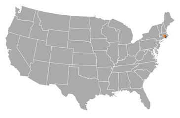 Fototapeta na wymiar Map of the United States, Rhode Island highlighted