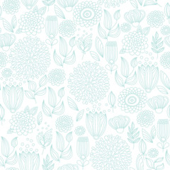 Pale turquoise seamless floral pattern