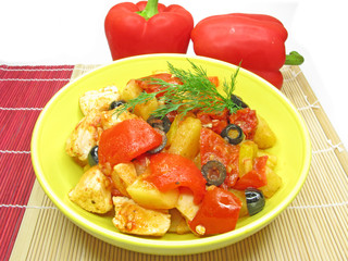 cooked meat with vegetables