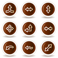 Arrows web icons set 2, chocolate buttons