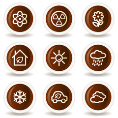 Ecology web icons set 2, chocolate buttons