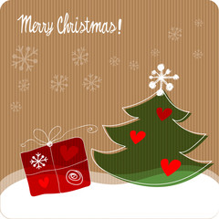 Merry Christmas Tree Tannenbaum Herz Snow  Schnee Karton